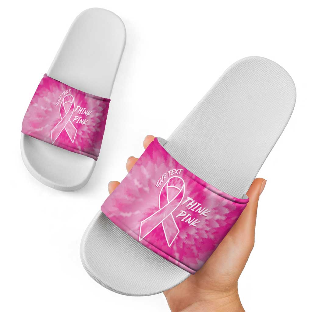 Breast Cancer Awareness Slide Sandals Think Pink Tie Dye Ribbon LT14