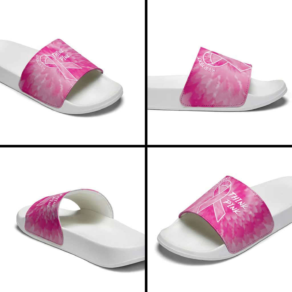 Breast Cancer Awareness Slide Sandals Think Pink Tie Dye Ribbon LT14