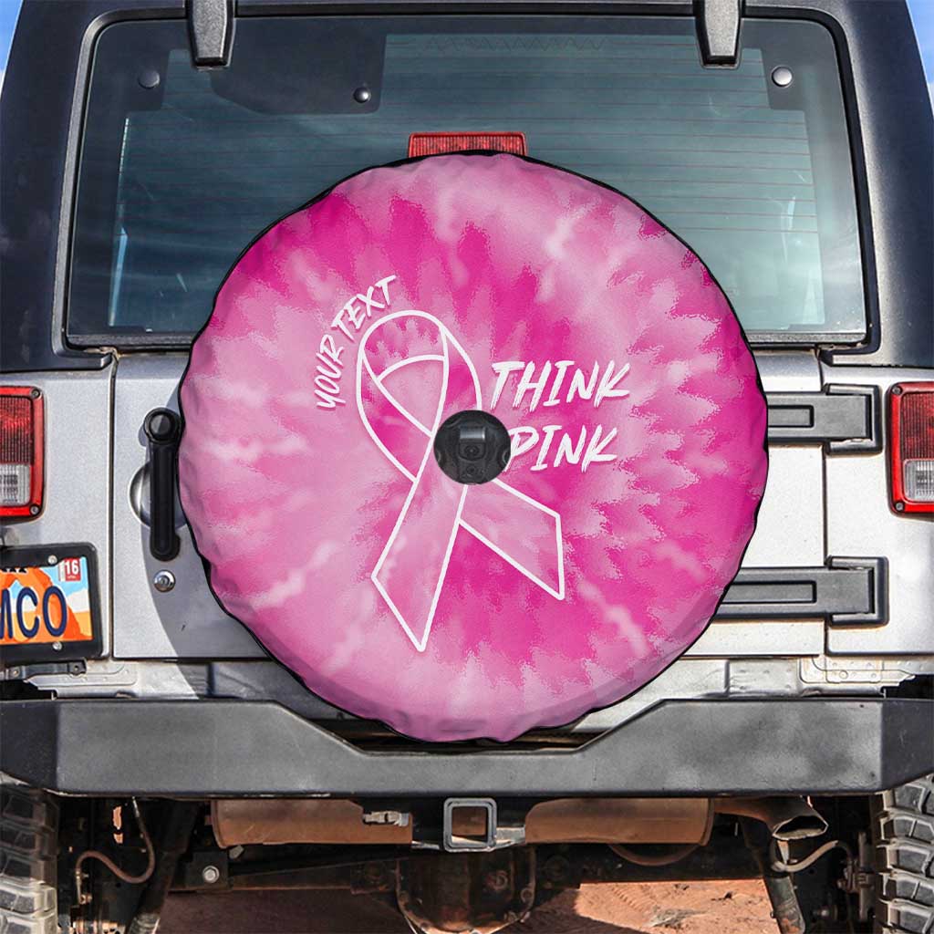 Personalized Breast Cancer Awareness Spare Tire Cover Think Pink Tie Dye Ribbon LT14