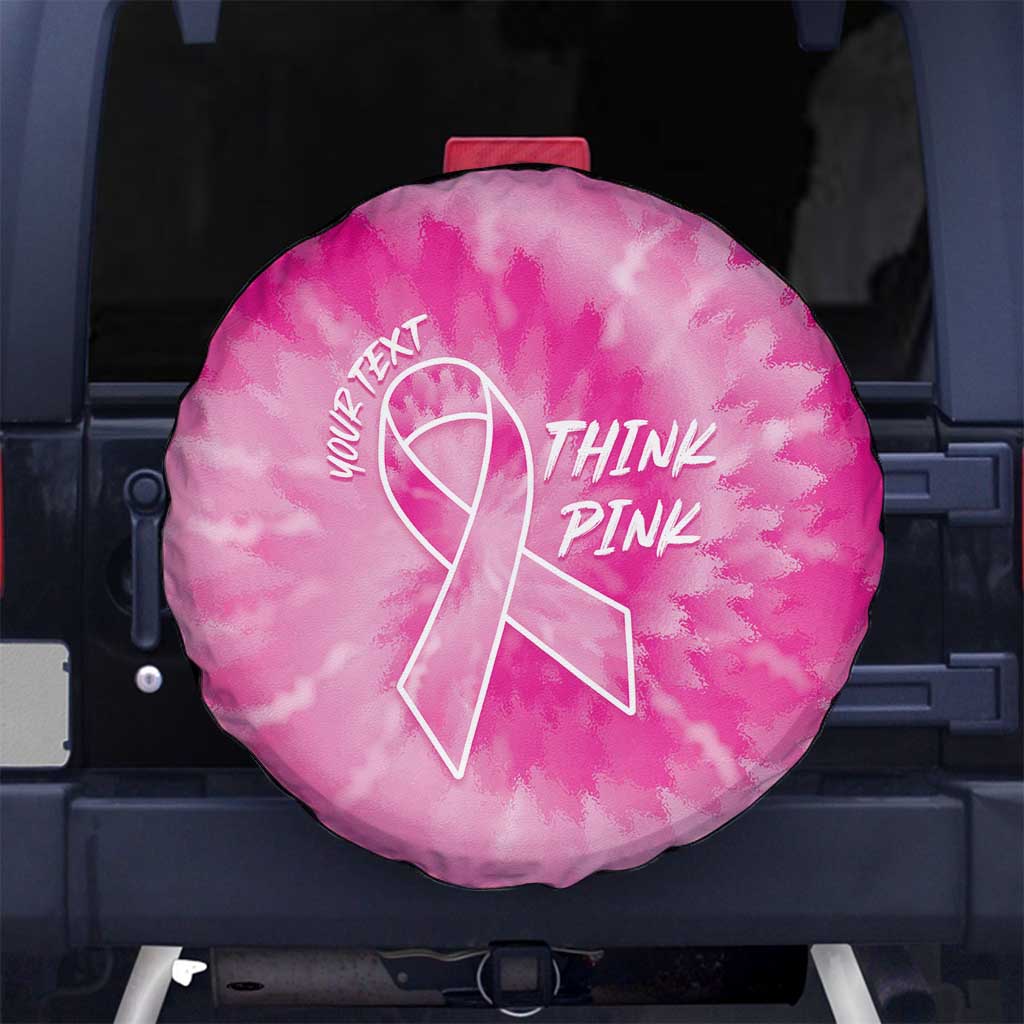 Personalized Breast Cancer Awareness Spare Tire Cover Think Pink Tie Dye Ribbon LT14