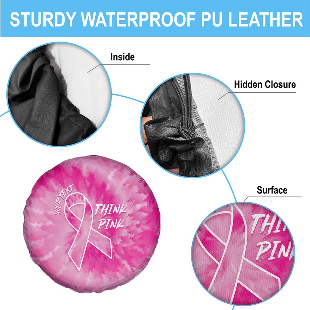 Personalized Breast Cancer Awareness Spare Tire Cover Think Pink Tie Dye Ribbon LT14