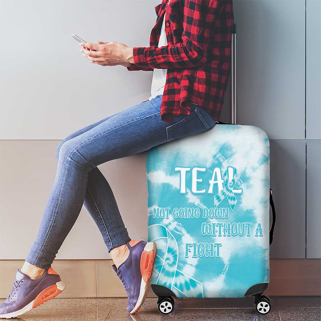 Teal Ribbon Cervical Cancer Awareness Luggage Cover Not Going Down Without A Fight Tie Dye LT14