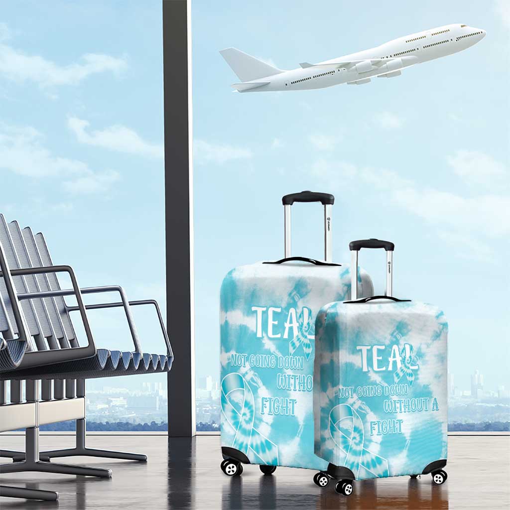 Teal Ribbon Cervical Cancer Awareness Luggage Cover Not Going Down Without A Fight Tie Dye LT14