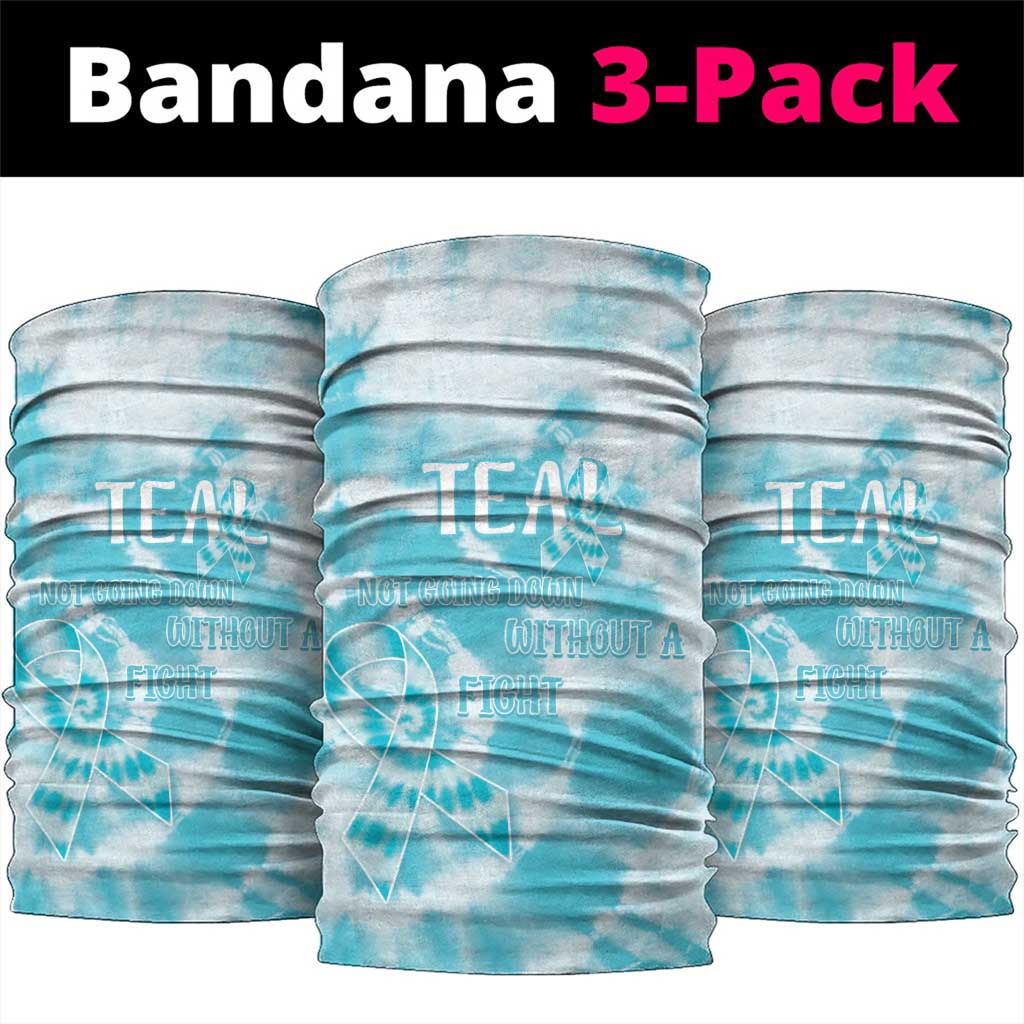 Teal Ribbon Cervical Cancer Awareness Neck Gaiter Not Going Down Without A Fight Tie Dye LT14