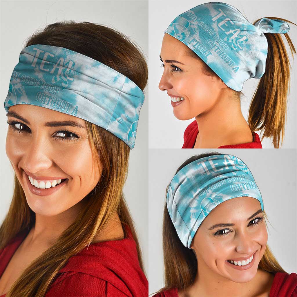 Teal Ribbon Cervical Cancer Awareness Neck Gaiter Not Going Down Without A Fight Tie Dye LT14
