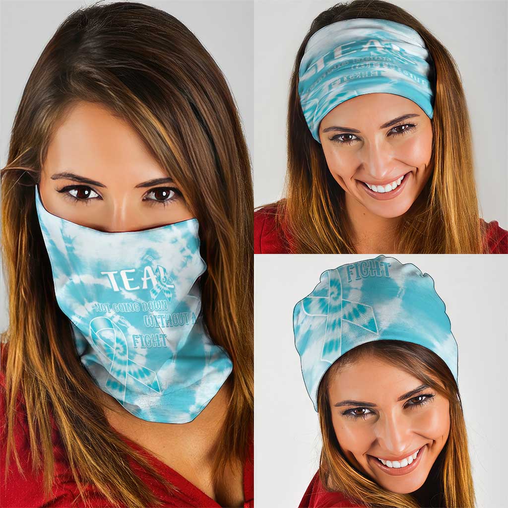 Teal Ribbon Cervical Cancer Awareness Neck Gaiter Not Going Down Without A Fight Tie Dye LT14