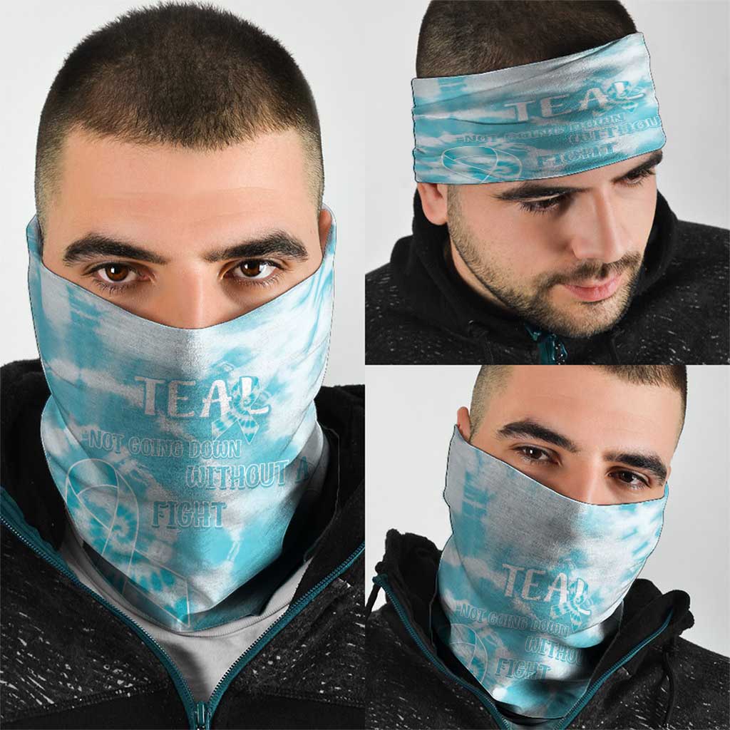 Teal Ribbon Cervical Cancer Awareness Neck Gaiter Not Going Down Without A Fight Tie Dye LT14