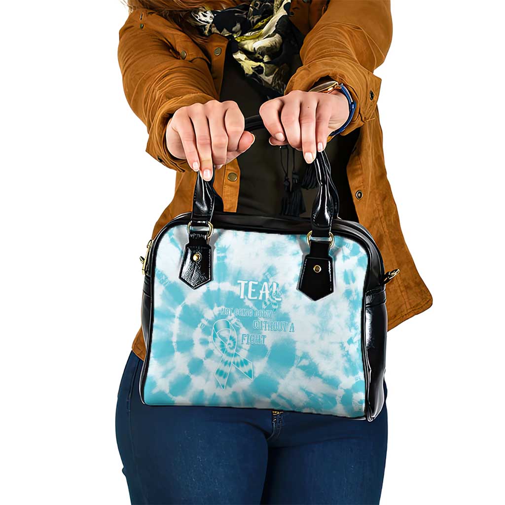 Teal Ribbon Cervical Cancer Awareness Shoulder Handbag Not Going Down Without A Fight Tie Dye LT14