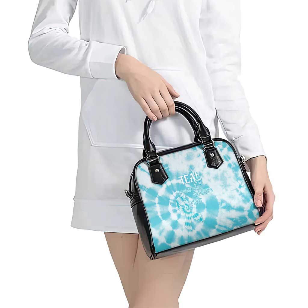 Teal Ribbon Cervical Cancer Awareness Shoulder Handbag Not Going Down Without A Fight Tie Dye LT14