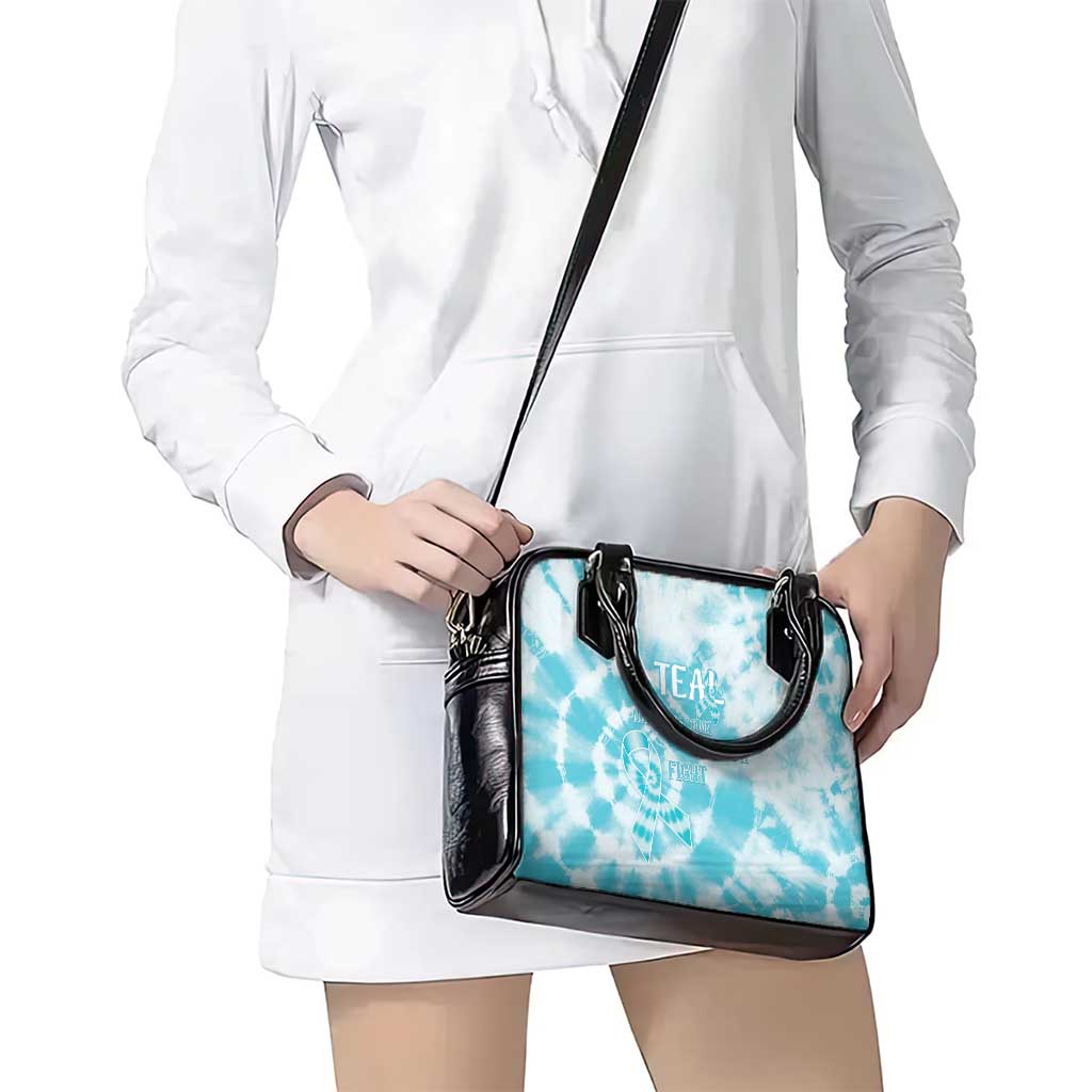 Teal Ribbon Cervical Cancer Awareness Shoulder Handbag Not Going Down Without A Fight Tie Dye LT14