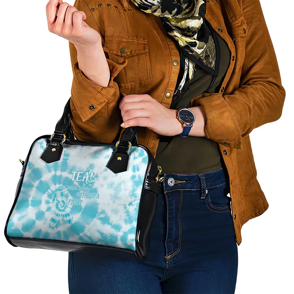 Teal Ribbon Cervical Cancer Awareness Shoulder Handbag Not Going Down Without A Fight Tie Dye LT14