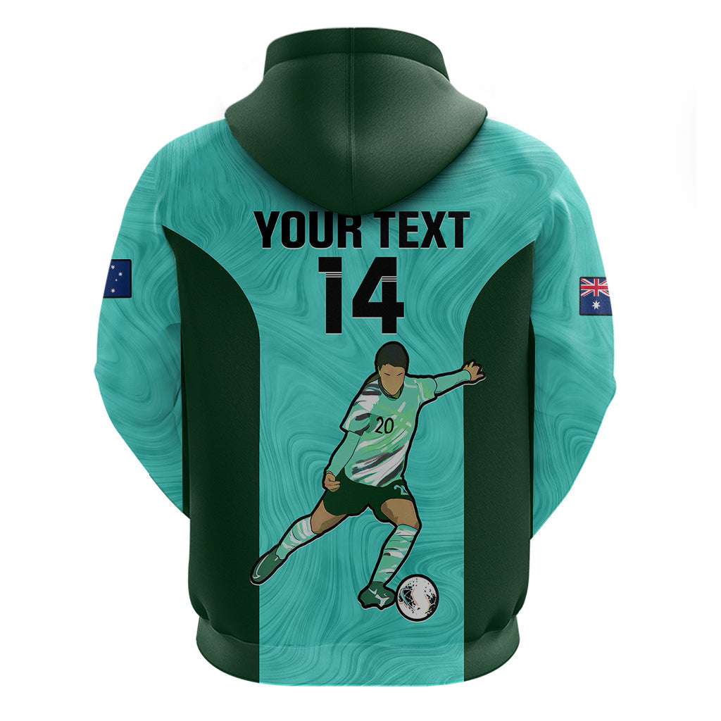 Custom Australia Soccer Hoodie Sam Kerr Matildas Proud 2023 World Cup Turquoise LT14