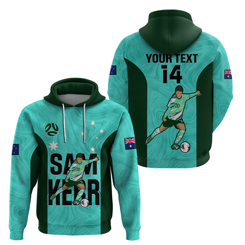 Custom Australia Soccer Hoodie Sam Kerr Matildas Proud 2023 World Cup Turquoise LT14