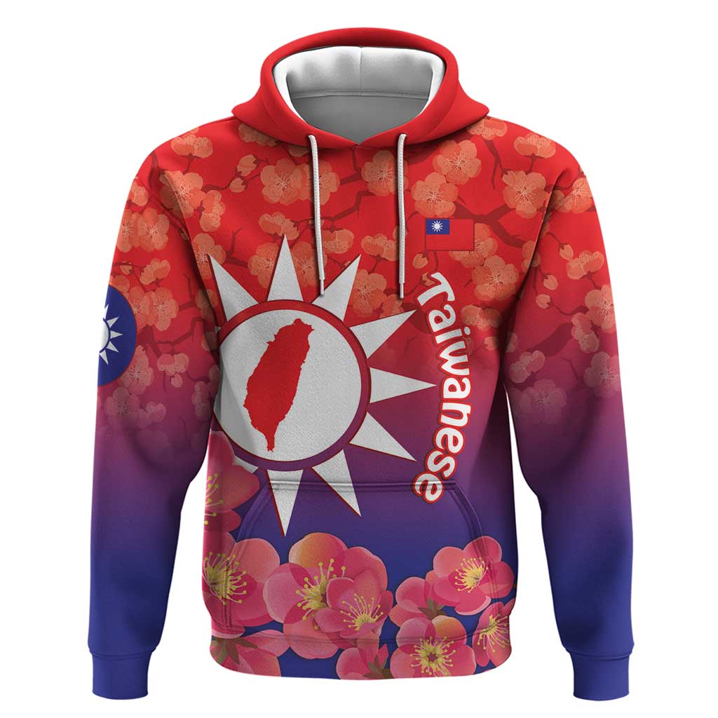 Personalised Taiwan Hoodie Taiwanese Map Mix Prunus Mume Blossoms LT14