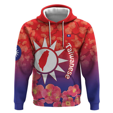 Personalised Taiwan Hoodie Taiwanese Map Mix Prunus Mume Blossoms LT14
