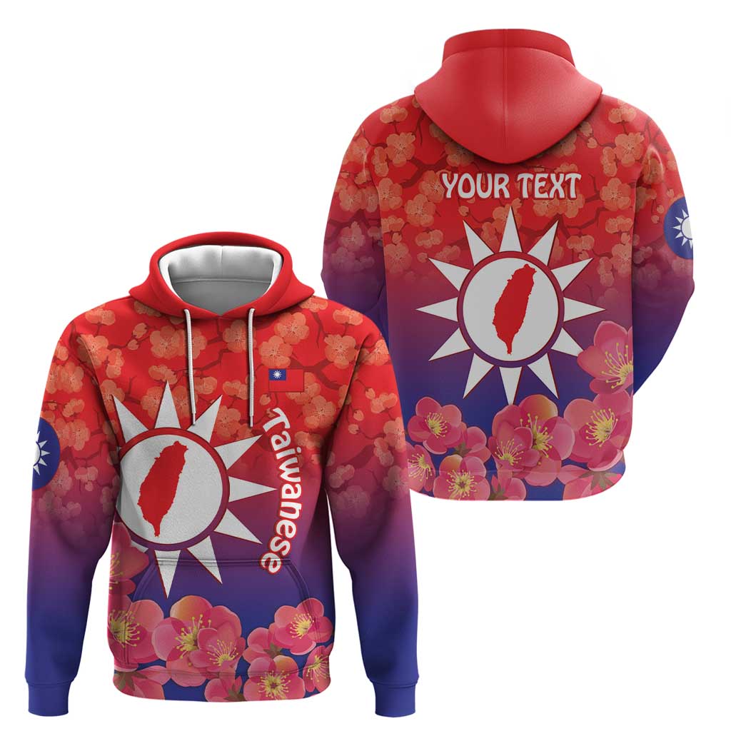 Personalised Taiwan Hoodie Taiwanese Map Mix Prunus Mume Blossoms LT14