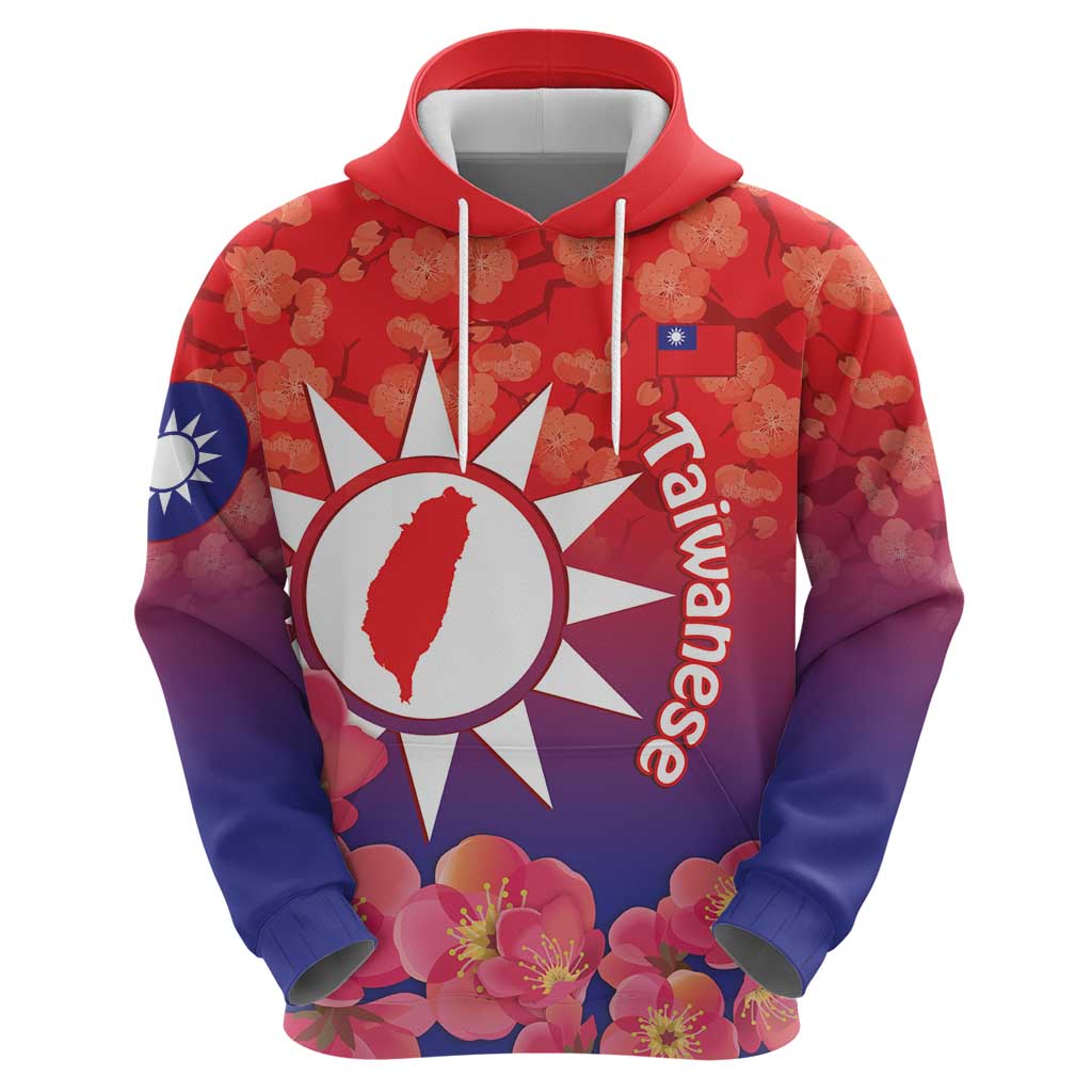 Personalised Taiwan Hoodie Taiwanese Map Mix Prunus Mume Blossoms LT14