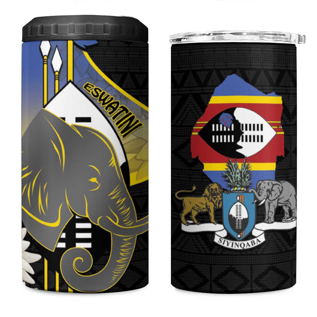 Afro Swaziland Somhlolo Day 4 in 1 Can Cooler Tumbler Nguni Shield African Pattern LT14