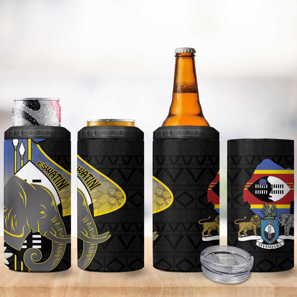 Afro Swaziland Somhlolo Day 4 in 1 Can Cooler Tumbler Nguni Shield African Pattern LT14