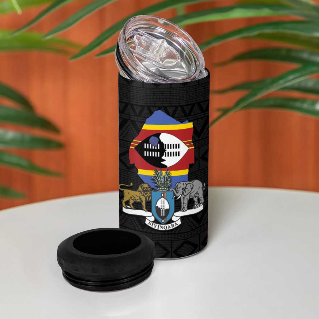 Afro Swaziland Somhlolo Day 4 in 1 Can Cooler Tumbler Nguni Shield African Pattern LT14