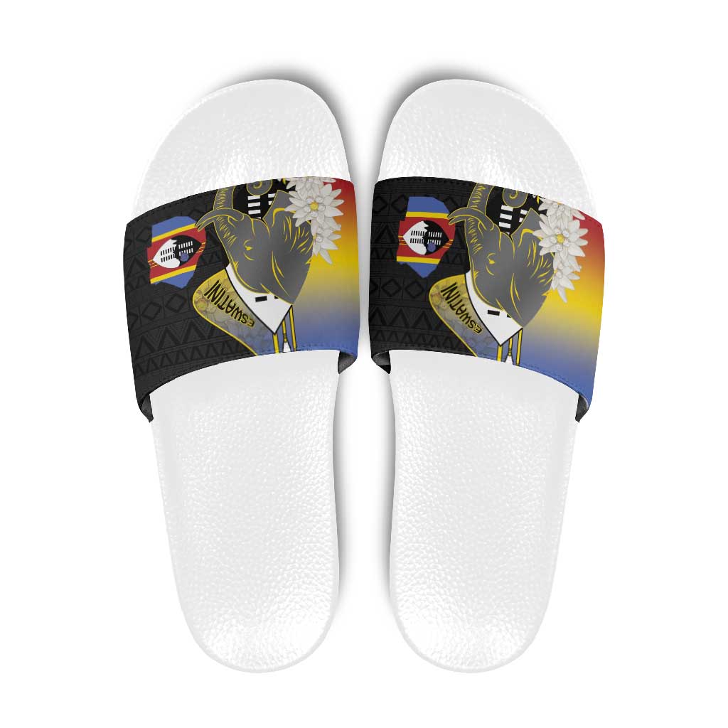 Eswatini Independence Day Slide Sandals Swaziland Nguni Shield African Pattern LT14