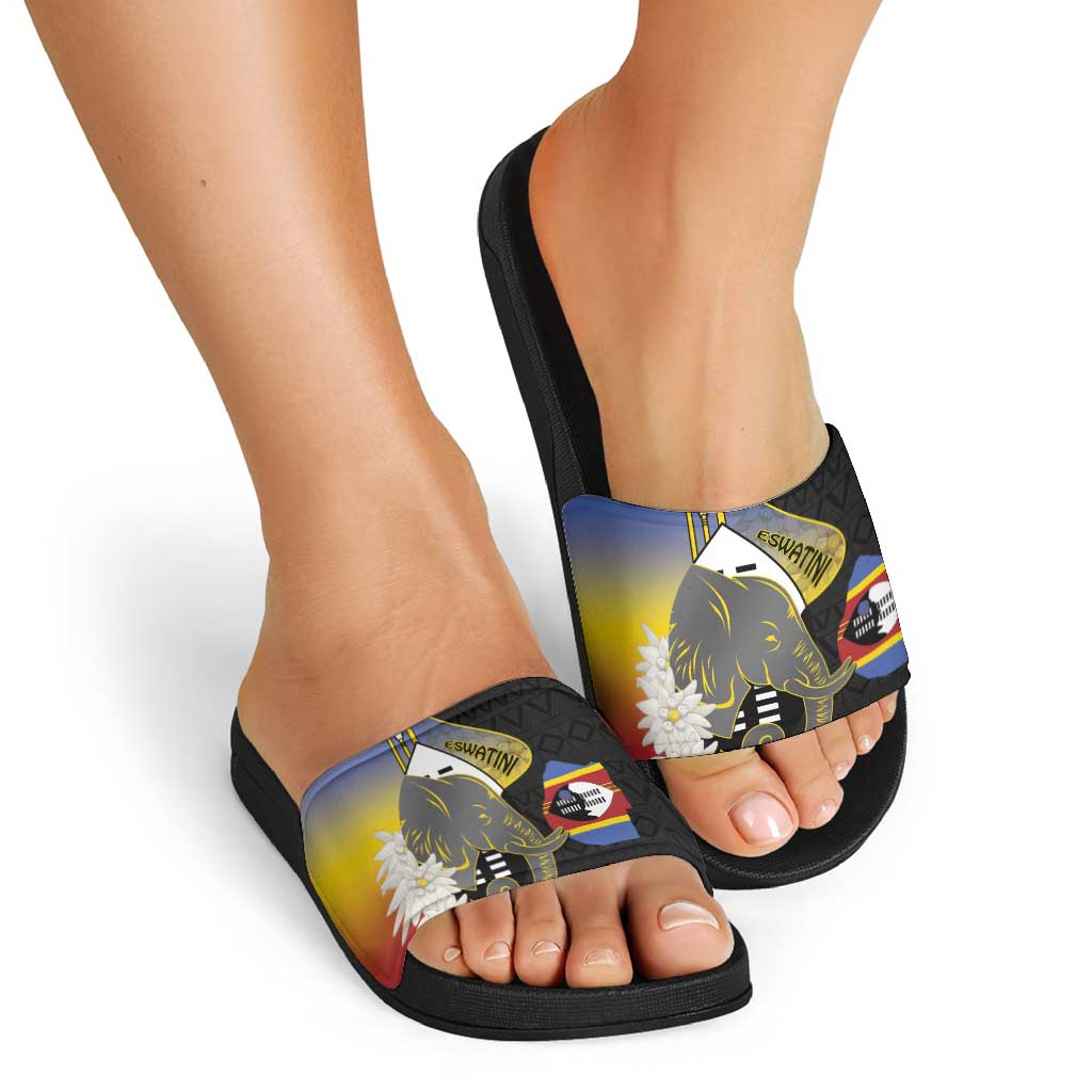 Eswatini Independence Day Slide Sandals Swaziland Nguni Shield African Pattern LT14