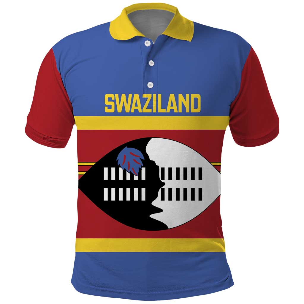 Swaziland Polo Shirt Siyinqaba Eswatini Flag Style LT14