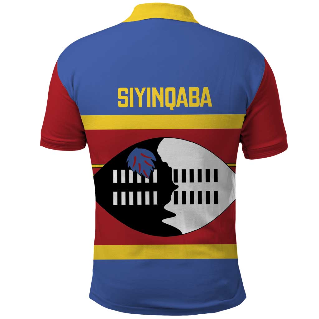 Swaziland Polo Shirt Siyinqaba Eswatini Flag Style LT14