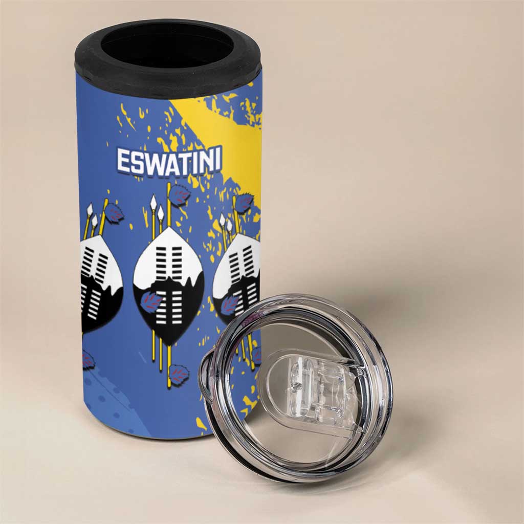 Eswatini Football Custom 4 in 1 Can Cooler Tumbler Sihlangu Semnikati Blue LT14