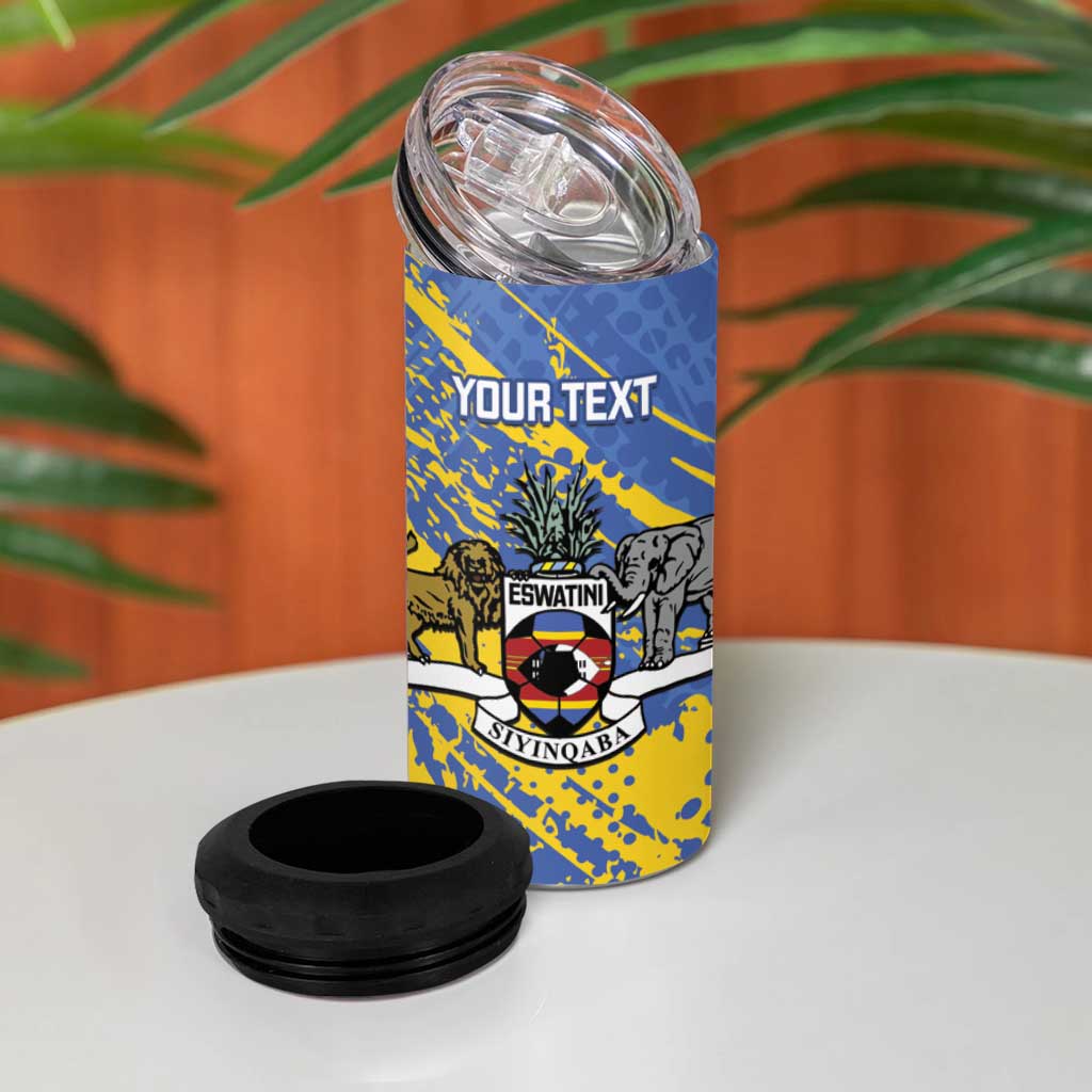 Eswatini Football Custom 4 in 1 Can Cooler Tumbler Sihlangu Semnikati Blue LT14