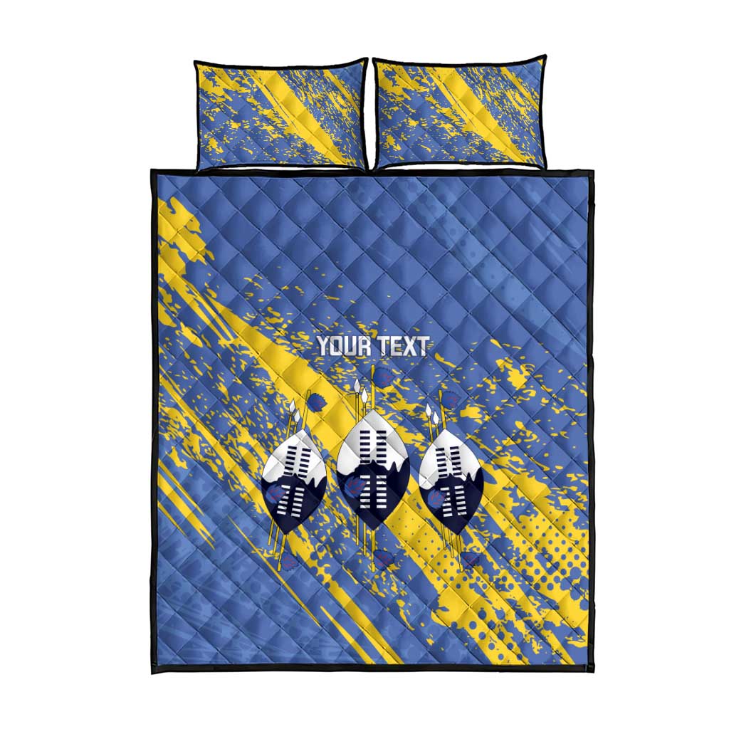 Eswatini Football Custom Quilt Bed Set Sihlangu Semnikati Blue LT14