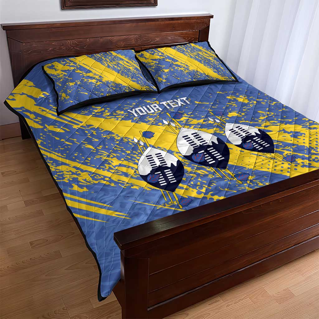 Eswatini Football Custom Quilt Bed Set Sihlangu Semnikati Blue LT14