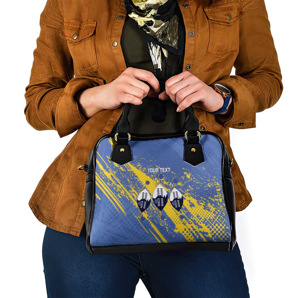 Eswatini Football Custom Shoulder Handbag Sihlangu Semnikati Blue LT14