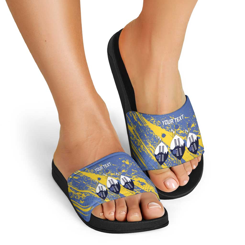 Eswatini Football Custom Slide Sandals Sihlangu Semnikati Blue LT14