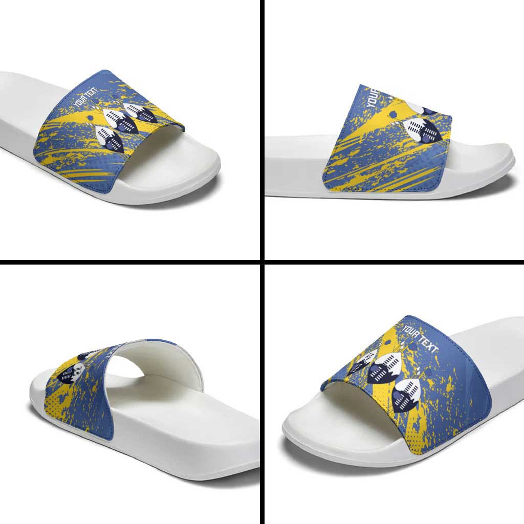 Eswatini Football Custom Slide Sandals Sihlangu Semnikati Blue LT14