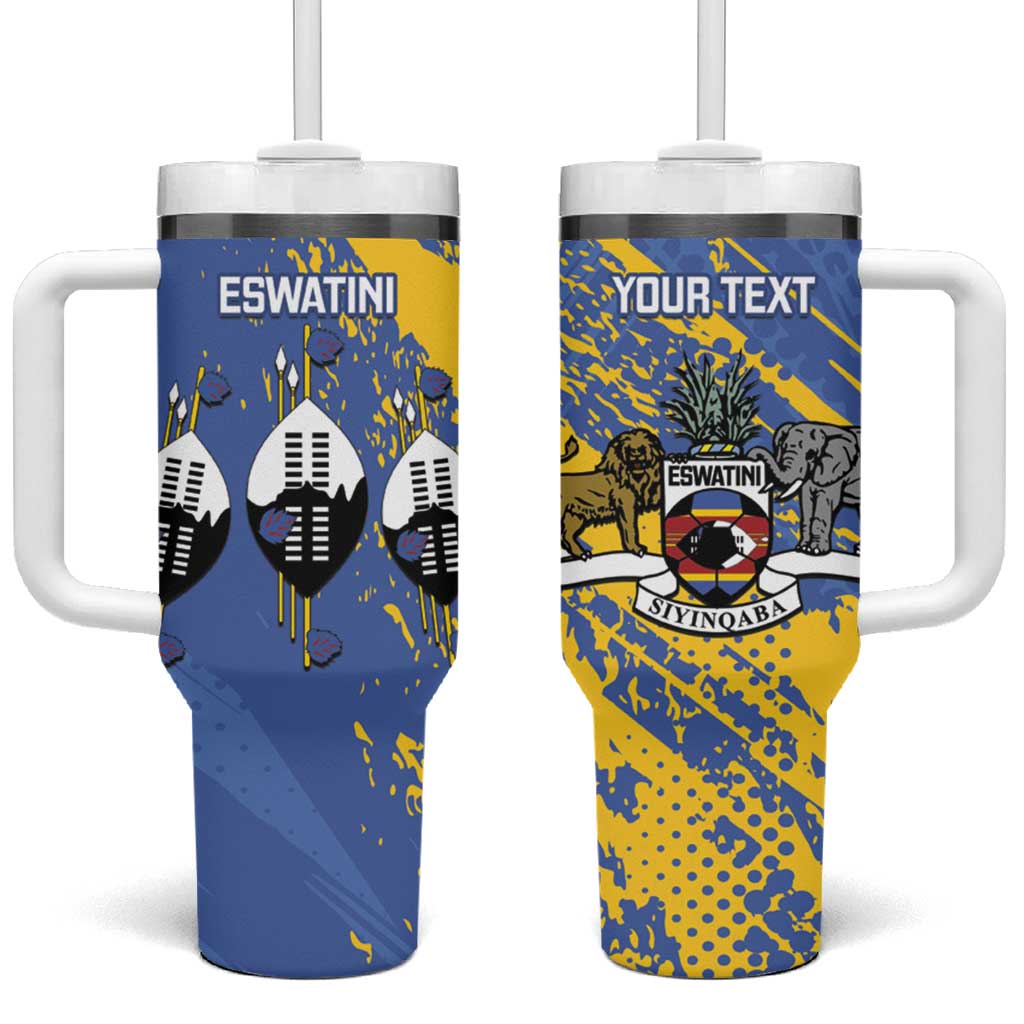 Eswatini Football Custom Tumbler With Handle Sihlangu Semnikati Blue LT14