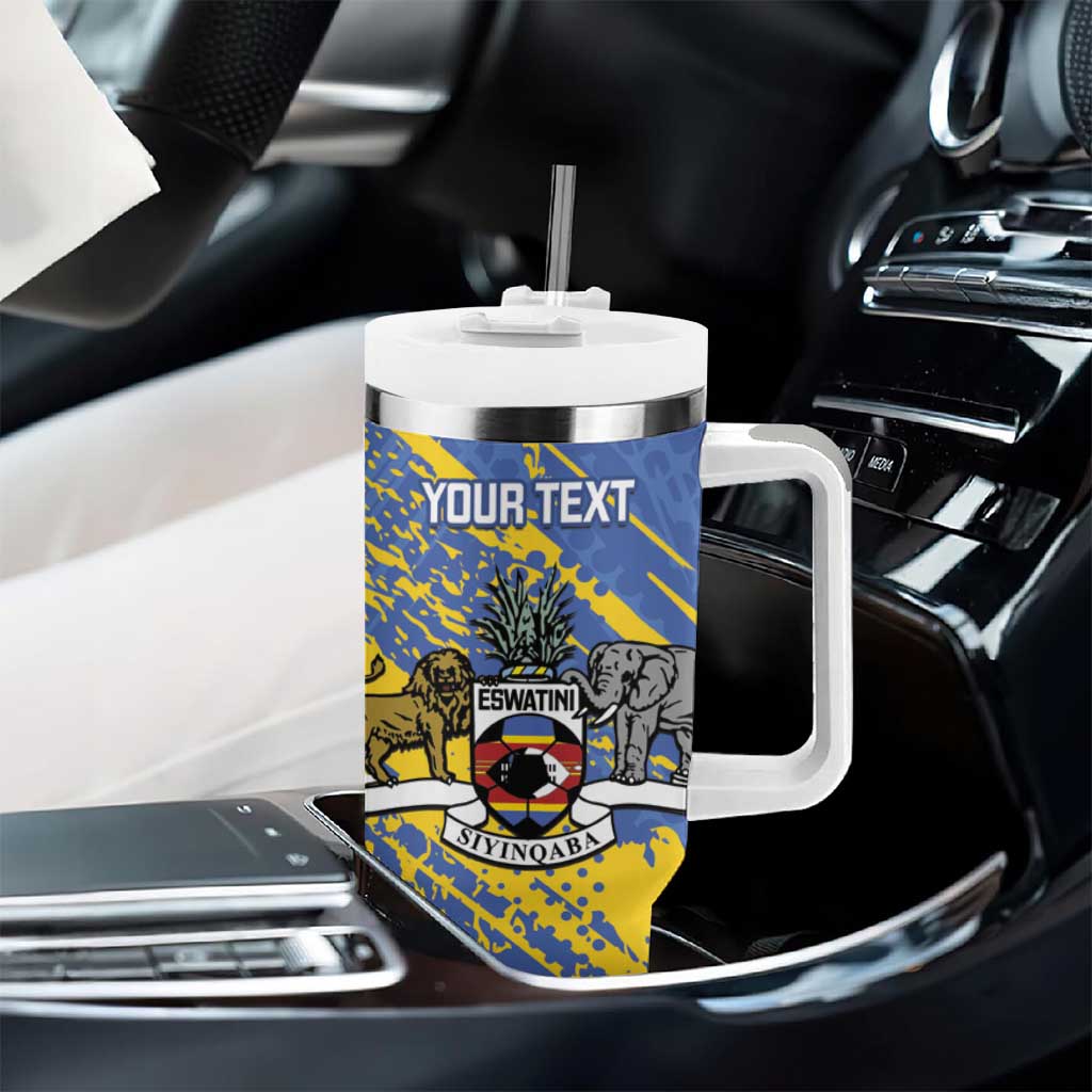 Eswatini Football Custom Tumbler With Handle Sihlangu Semnikati Blue LT14