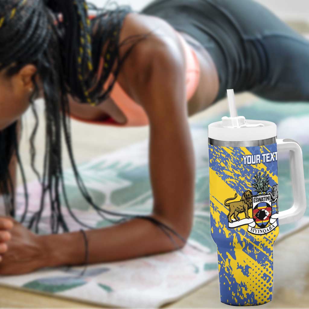 Eswatini Football Custom Tumbler With Handle Sihlangu Semnikati Blue LT14