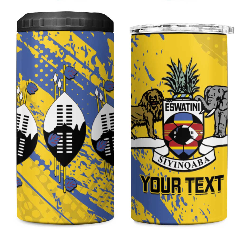 Eswatini Football Custom 4 in 1 Can Cooler Tumbler Sihlangu Semnikati Yellow LT14