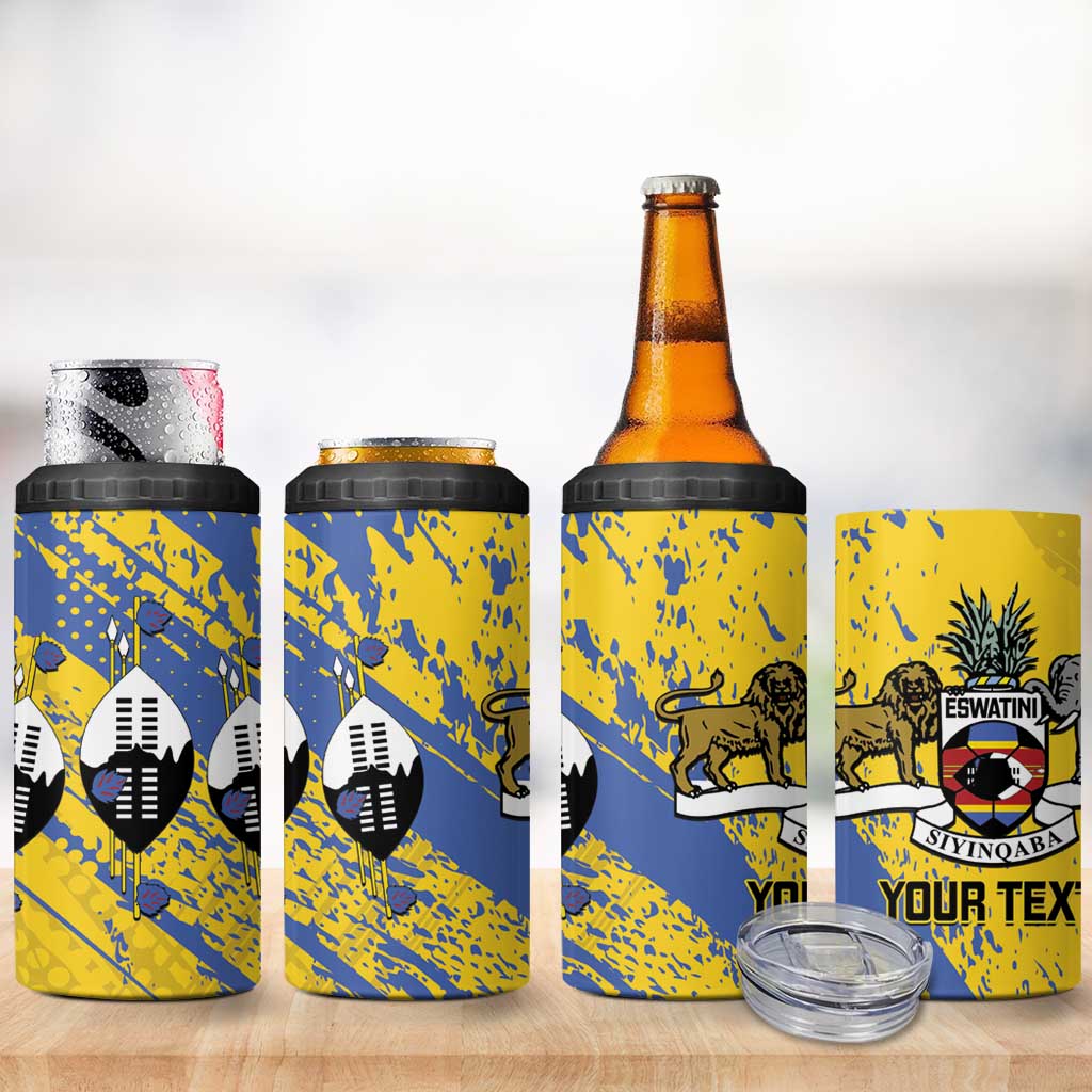 Eswatini Football Custom 4 in 1 Can Cooler Tumbler Sihlangu Semnikati Yellow LT14