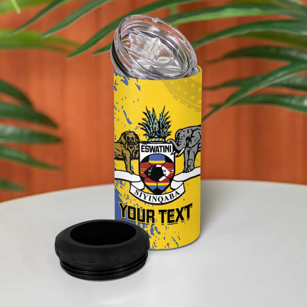 Eswatini Football Custom 4 in 1 Can Cooler Tumbler Sihlangu Semnikati Yellow LT14