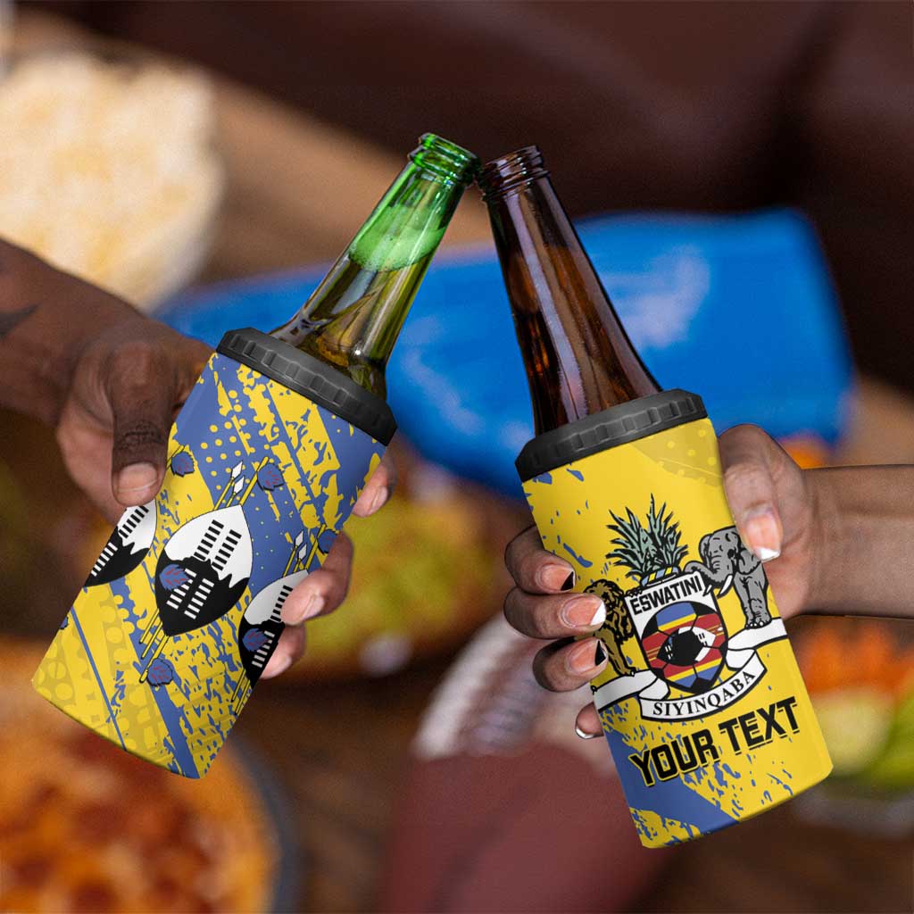 Eswatini Football Custom 4 in 1 Can Cooler Tumbler Sihlangu Semnikati Yellow LT14
