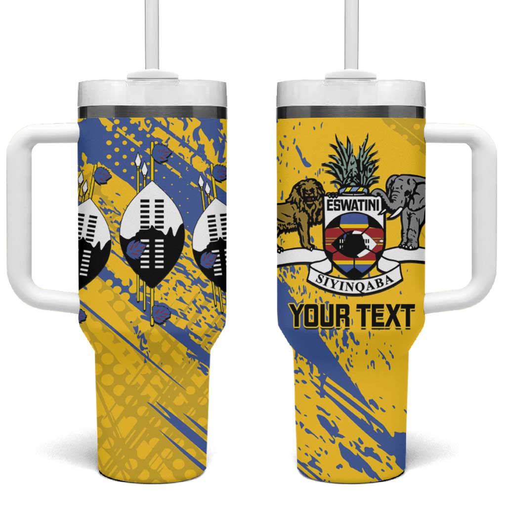 Eswatini Football Custom Tumbler With Handle Sihlangu Semnikati Yellow LT14