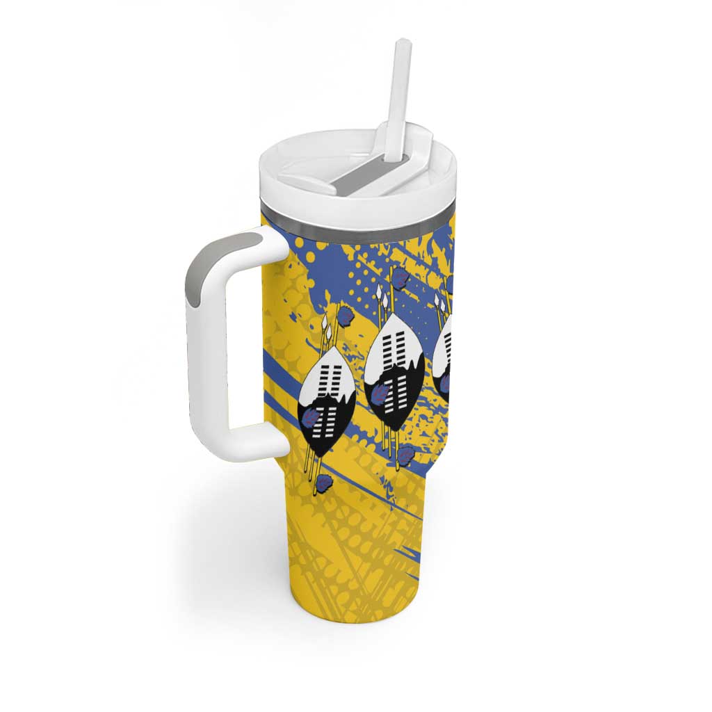 Eswatini Football Custom Tumbler With Handle Sihlangu Semnikati Yellow LT14