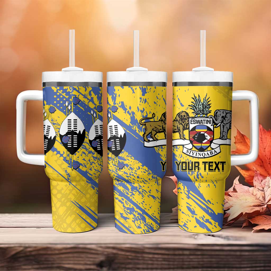 Eswatini Football Custom Tumbler With Handle Sihlangu Semnikati Yellow LT14