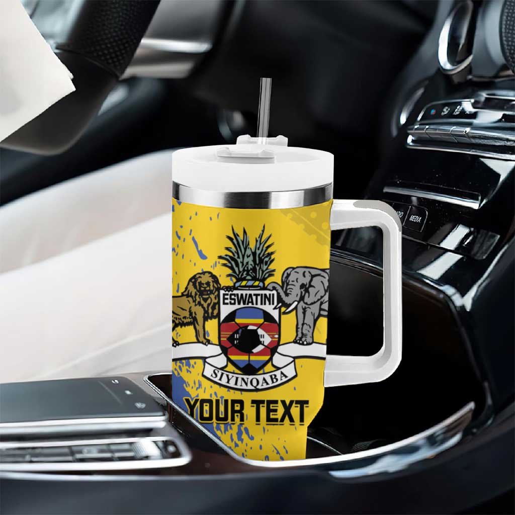 Eswatini Football Custom Tumbler With Handle Sihlangu Semnikati Yellow LT14