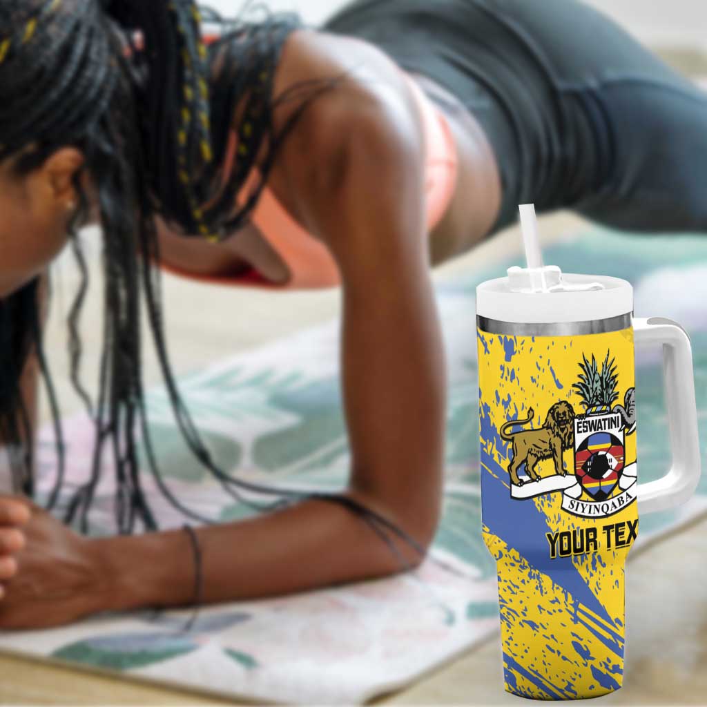 Eswatini Football Custom Tumbler With Handle Sihlangu Semnikati Yellow LT14