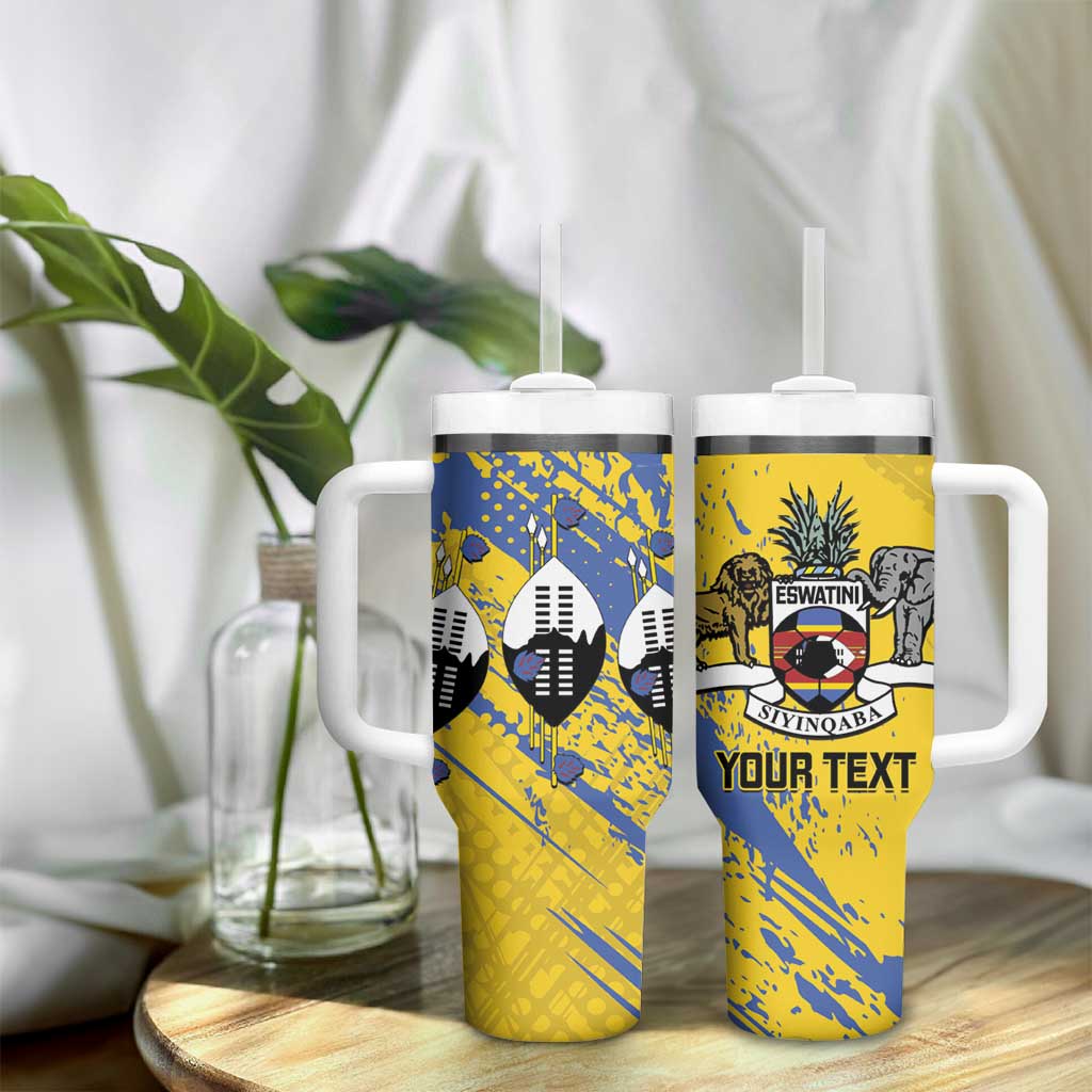 Eswatini Football Custom Tumbler With Handle Sihlangu Semnikati Yellow LT14