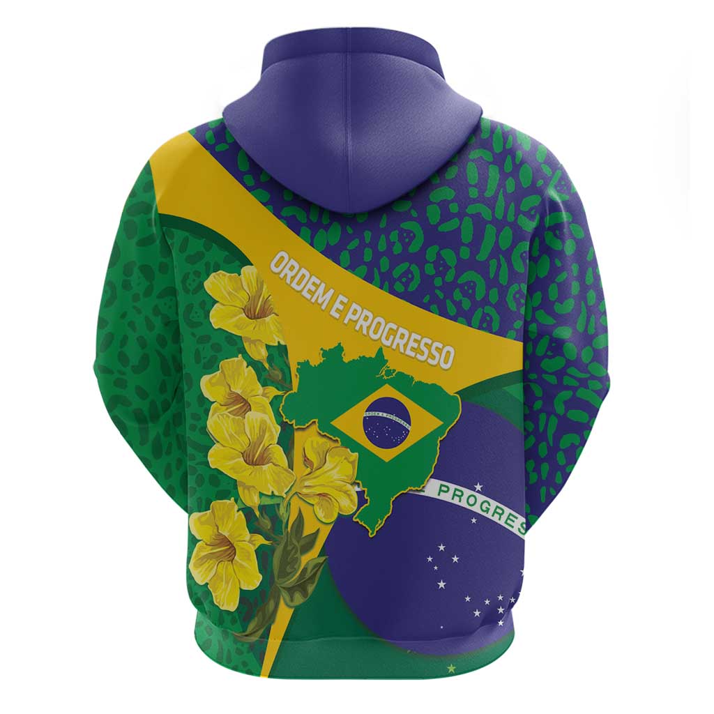 Brazil Independence Day Hoodie Ordem e Progresso Map With Golden Trumpet LT14
