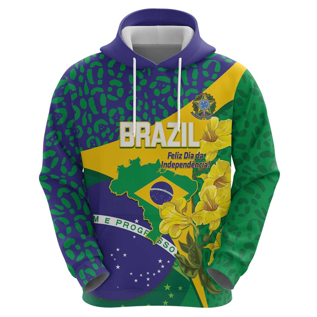 Brazil Independence Day Hoodie Ordem e Progresso Map With Golden Trumpet LT14